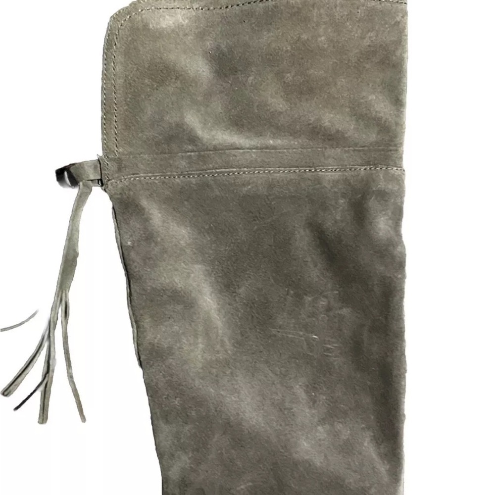 Franco Sarto Elly Over The Knee Boot Women's 9 Taupe Suede Wooden Heel Side Zip - Picture 7 of 7